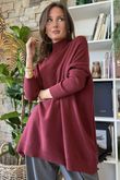 Charli Honeycomb Oversized Turtle Knit Burgundy